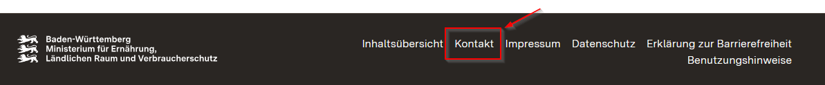 Bild mit Pfeil zu Fundstelle für Kontaktformular